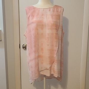 H by Halston Pink and White Flowing Top